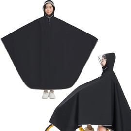 LJZM Raincoat, Bicycle, Poncho, Women's, Men's, Rain Poncho, Motorcycle, Kappa, Backpack, Unisex, Raincoat, Waterproof, Windproof, Rainwear, Lightweight, Black, Free size