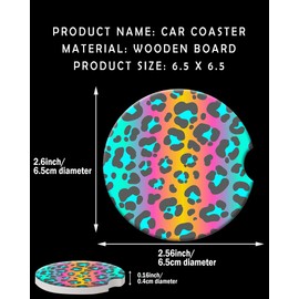 CLEVI 2 Pack Universal Ceramic Car Abstract Colorful Cheetah Leopard,Ceramic Stone with A Finger Notch for Easy Removal of Car Cup Holder Coaster