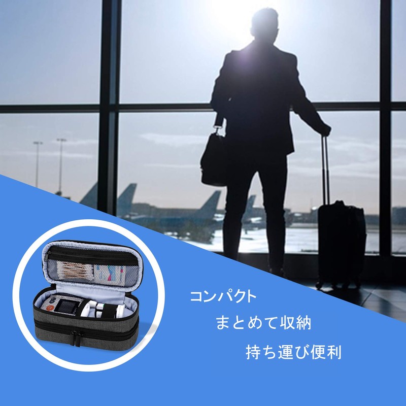 Yarwo インスリンケース 2層式 血糖値測定用品 インスリン注射用品 まとめて収納 コンパクト インスリンポーチ ブラック