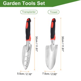 HARFINGTON 2pcs Garden Hand Shovels 11.8" Measurements Aluminum Transplanting Trowel Small Gardening Hand Tools for Planting, Red