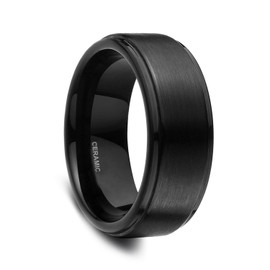 SOMEN TUNGSTEN 8mm Black Ceramic Rings for Men Women Brushed Comfort Fit Wedding Band Size 12