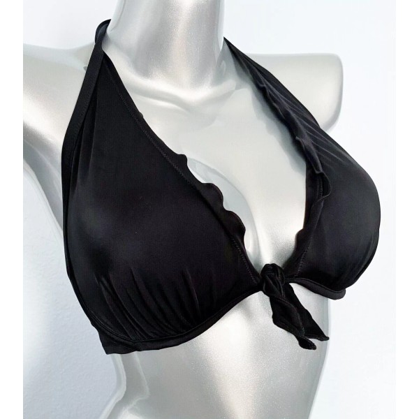 Victorias Secret Nwt Victorias Secret Black Capri Ruffle Halter Swim