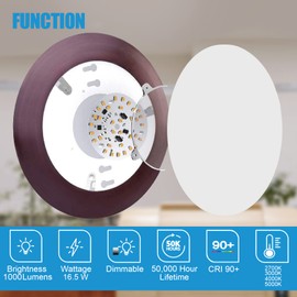 ECOELER 6 Inch 16.5W Dimmable LED Disk Light, 10 Pack Aluminum Baffle Bronze Trim- Round Flush Mount Recessed Retrofit, 3000K Warm White, 1000lm, Wet Rated,Energy Star & ETL-Listed Approved