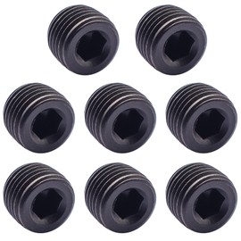 Hmknana 8PCS 1/2"NPT Male Pipe Plug Fitting Black Carbon Steel Pipe Plug Set Internal Hex Thread Socket for Sealing Pipe Port H-084-8PCS