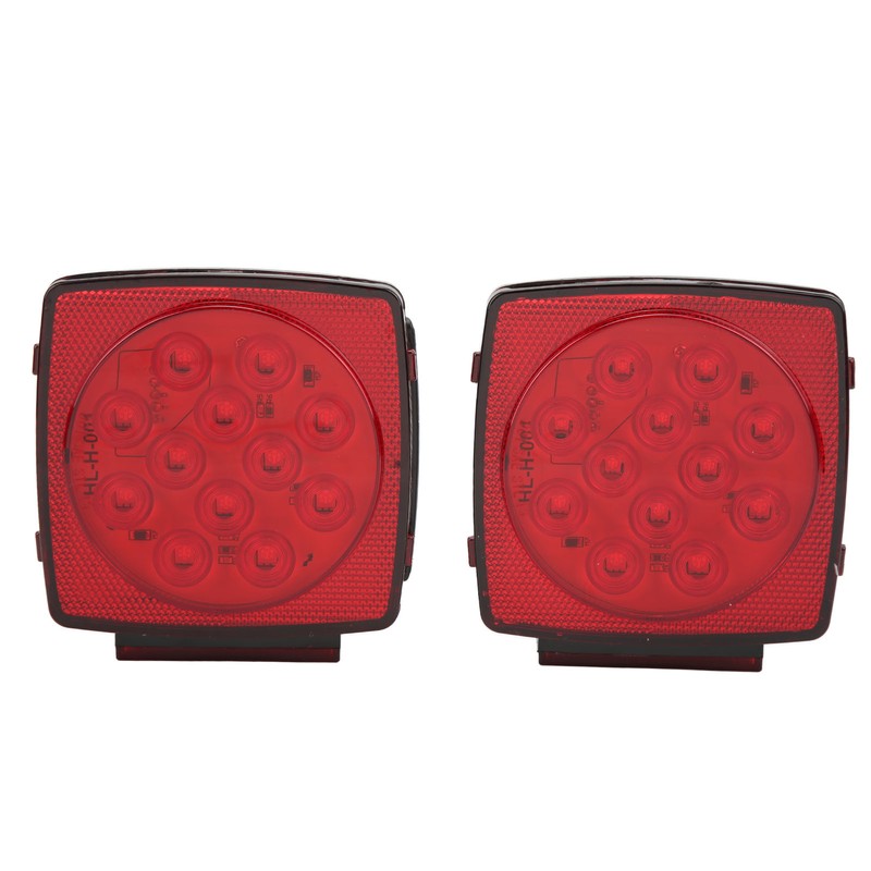 Pair LED Square Lights 12V Trailer Tail Brake Lamp High