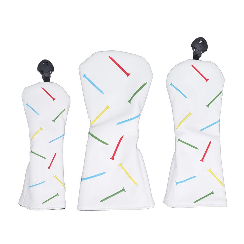 Golf Club Head Covers, 3pcs Long Neck Waterproof PU Leather