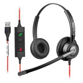 Callez Headset USB Connection with Microphone, Double Noise Cancelling, PC Headphones, Wired Binaural, High Performance Microphone, ENC Function, Answer & End Calls, Volume Control, Mute Function,