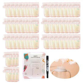 60 Stück Gefrierbeutel Muttermilch, Aufbewahrungsbeutel für Muttermilch, Muttermilchbeutel zum Einfrieren mit Doppelter Schicht Selbstdichtender Reißverschluss(Kann für Reisen Verwendet Werden)