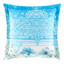BASSETTI Casablanca 9332187 Cushion Cover for Bed Linen 100% Cotton Satin Celeste C1 40 x 40 cm
