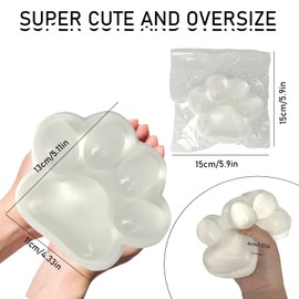 Squishy, 1 Piece Squishy Toy, Big Cat Paw Squeeze Toy, Squeeze Toy, Anti Stress Toy, Squishy Cat Toy, Kawaii Stress Squeeze Toy, Stress Balls, for Children and Adults (Transparent XL)