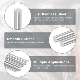 M METERXITY 5-Pack 304 Stainless Steel Solid Round Rod, 8x100mm Metal Solid Shaft Rods for DIY Craft/Model Car/Helicopter Airplane/Metal Working, Lathe Bar Smooth Stock [0.31x3.93IN]
