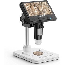 Elikliv Microscope, LCD Digital Coin Microscope 1000x, Coin Magnifier with 8 Adjustable LED Lights, PC View Compatible with Windows/MacBook, EDM4, 4.3-Inch