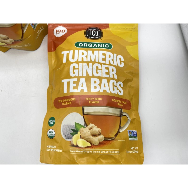 FGO Organic Turmeric Ginger Tea - Eco-Conscious Tea Bags -