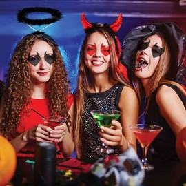 Musivon Devil Horns Sunglasses for Women 90s Rave Heart Glasses for Party Festival with Devil Horns