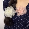 Pink Organza Flowers 4pcs 3D Shape Flower Sew On Fabric