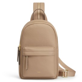 Kattee Sling Bag for Women, Leather Crossbody Purses for Women, Sling Backpack Travel Bag with RFID Blocking, Tan