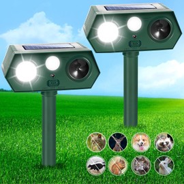 Solar Ultrasonic Animal Repellent, Waterproof Deer Repellent Devices Cat Repellent Outddor with Motion Detection&Flash Light to Keep Squirrel Dog Raccoon Rabbit Coyote Out of Yard Farm Garden (2)