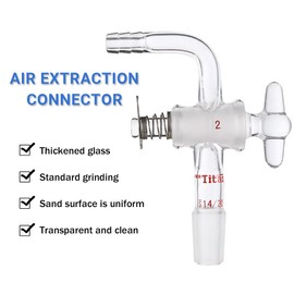 Adamas-Beta Glass Bent Inlet Adapter with 14/20 Male Glass Joint and 2 mm Hose Connection Lab Glassware