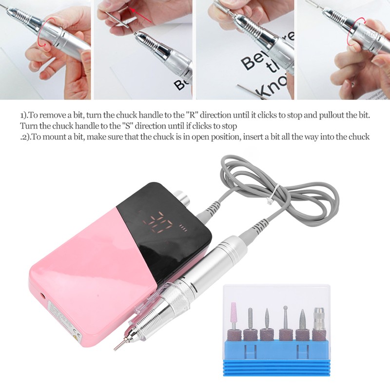 Electric Nail Drill Files Portable Nail Polisher Grinding Machine Manicure