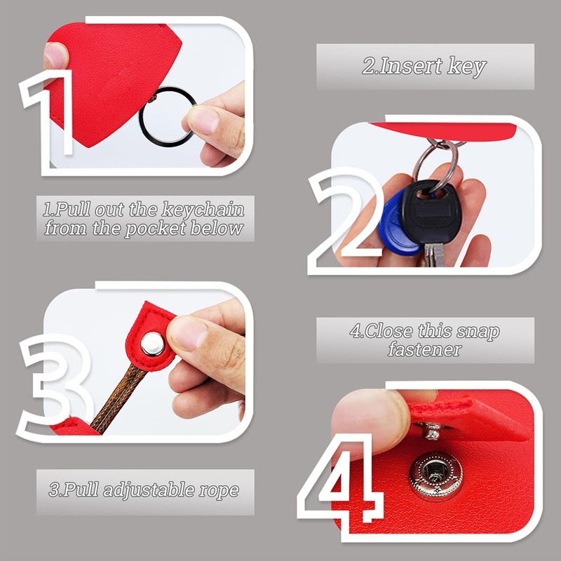 AdiStylinno 4 Pcs Car Key Cases, Creative Pull Out Key