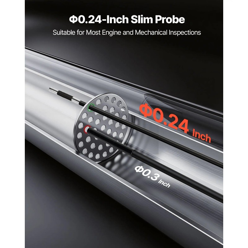 0.24\" Slim Lens 4.3\" IPS Screen 8X Zoom Articulating Borescope