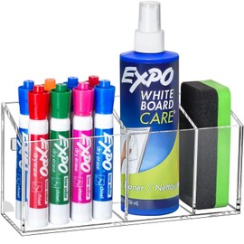 Banafich Magnetic Dry Erase Marker Holder, Acrylic Magnet Pen Holder for Whiteboard, Refrigerator, Magnetic Fridge Organizer for Office, Classroom, Whiteboard Maker Holder, Locker Organizer