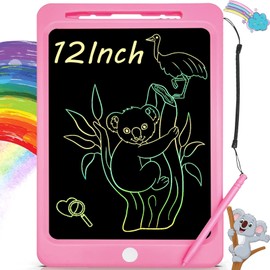 Toys for Girls,LCD Writing Tablet 12Inch,Colorful Doodle Board Electronic Drawing Tablet for Kids Age 3-8 Years Christmas Birthday Gifts Travel Essentials,Pink