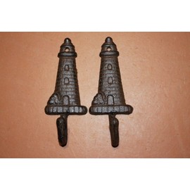 Southern Metal Rustic Coastal Lighthouse Towel Hooks Cast Iron, 6", Set of 6, N-56A