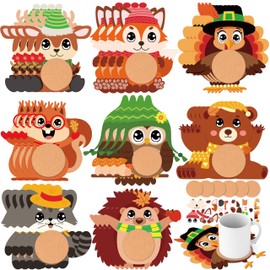 32PCS Fall Thanksgiving Coaster Crafts Kits: DIY Make Your Own Autumn Turkey Cup Mat Decorations Arts and Craft for School Classroom Games Harvest Activities Home Party Supplies