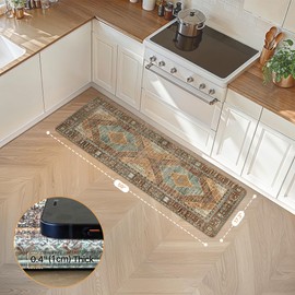 GENIMO Kitchen Mats for Floor, Kitchen Rugs Non Slip Washable, Waterproof Anti Fatigue Mat, Comfort Standing Runner Rug for Sink, Office, Laundry, Home, 17"x59", Brick