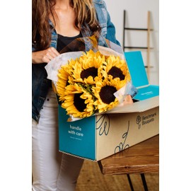 Benchmark Bouquets - 10 Stem Sunflowers (Glass Vase Included) - Fresh Flowers for Delivery - Gift for Graduation, Birthday, Anniversary, Sympathy, Get Well, Congratulations