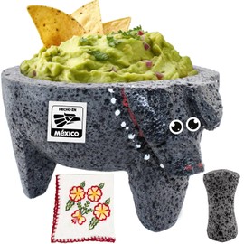 CUITAXI Pig Molcajete Mexicano Volcanic Rock Handmade | Mexican molcajete Bowl Lava Rock | molcajete Mortar and Pestle | molcajete de Piedra volcanica molcajete Volcanic Rock Guacamole Maker
