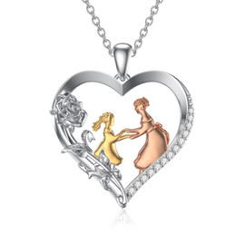 POTOPYY - Collar de plata de ley 925 para madre e hija, regalo para abuela, mamá, hija, esposa, Plata esterlina, Circonia cúbica