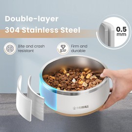 Pawaii Dog Bowl, Dog Food Water Bowl with Non-Slip Rubber Base, Metal Insulated Stainless Steel Dog Bowls with ID Tag, Double Wall Dog Bowl for Small Medium Large Dogs, Durable, Dishwasher Safe, 68oz