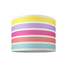 Modern and Cute Multi Coloured Rainbow Stripe Cotton Fabric Lamp Shade - 10" for Table Lamp or Pendant Light by Happy Homewares