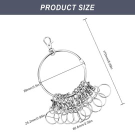 Removable Key Ring, AMONENZ Key Organiser, High Capacity Key Rings, with 10 Metal Key Fobs, for Service, Warehouse Manager, Dorm Ladder, silver