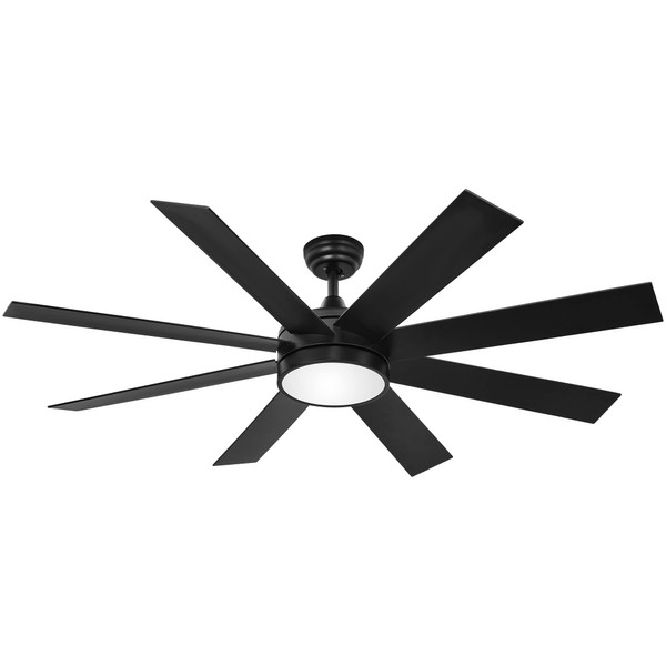 YITAHOME 60 Inch Black Ceiling Fan with Light and Remote, DC Fanlight for Indoor Outdoor, Modern Light Fan with 6 Speeds, 3 Color Temperatures, Memory Function, Quiet Reversible Motor