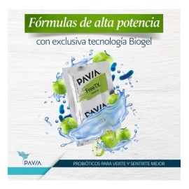 Probióticos Pavia con 1 billón vivos y activos L. Rhamnosus y S. Thermophilus, sabor Manzana Verde
