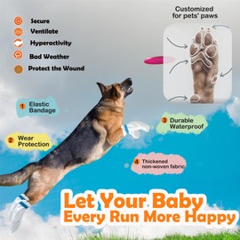 Disposable Dog Booties,Dog Paw Protectors with 3 Roll of Adhesion Bandages,Set of 20 Pcs (Size-1)