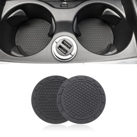 Karell Universal Car Cup Mat 2pcs 7*7cm Thick Drink Pocket Mat for Toyota Drink Holder Pad Insulation Shock Absorption for Honda Cup Mat Suzuki Car Card Link Holder PVC Black 2pcs