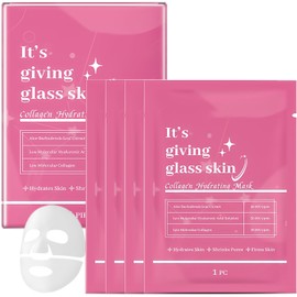 4PCS Collagen Face Mask - Face Masks Skincare for Deep Hydration & Firming - Glass Skin - Collagen Overnight Peel-Off Mask to Improve Fine Lines