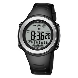 TICCI Men Women Unisex 8 Vibrating Alarms Watch Medication Aids Vibra Pill Alert Reminder Big Digits Waterproof (Black)