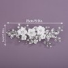 Teyglen Flower Bride Wedding Hair Clips Silver Leaf Crystal Hair