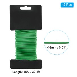 PATIKIL 32.8ft/10M 2mm Soft Twist Ties, 2 Pcs Garden Plant Ties Reusable for Gardening Climbing Vines Office Home Cable Organizing, Green