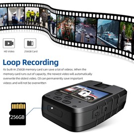 CAMMHD C8-256G 2K/1296P Body Camera,11-12Hours Video Record,Night Vision Body Cam,IP67 Waterproof Data-encrypt Body Mounted Camera with 2pcs 360°Rotatable Clips for Police Law Enforcement,Personal Use