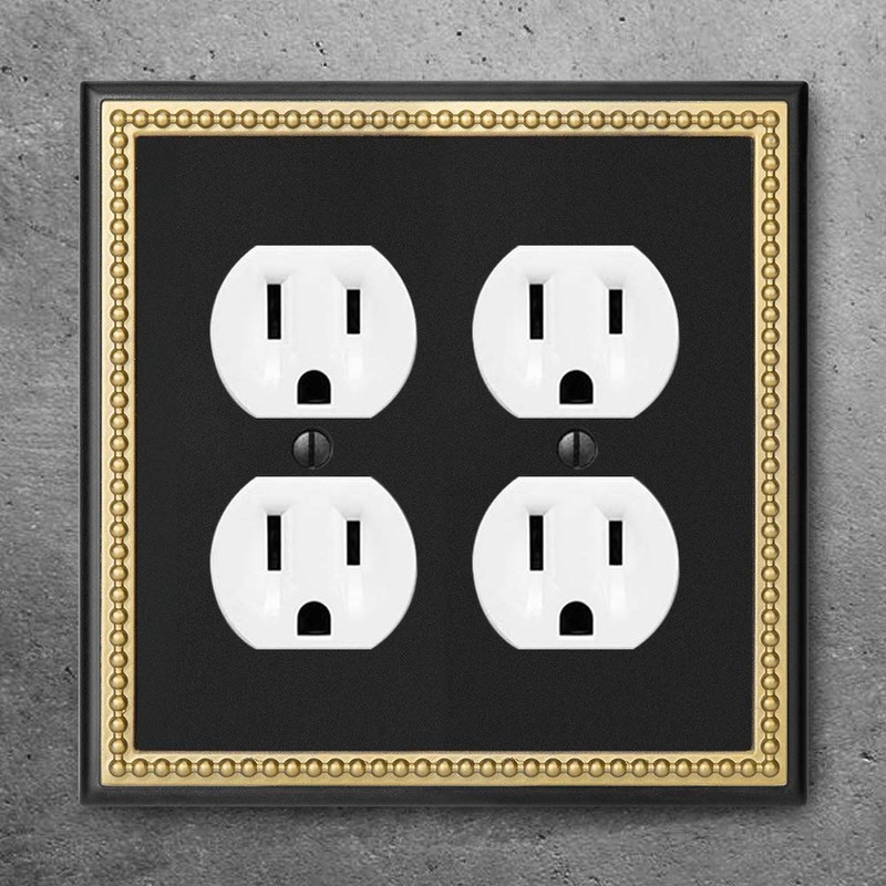 Pearled Frame Decorative Wall Plate Switch Plate Outlet Cover (Double