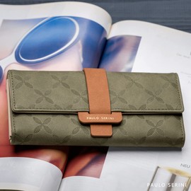 PAULO SERINI® Wallet Women - Womens Wallet with Coin Purse - Card Holder 9 Cards - Wristlet - Vegan Wallets for Women - Birthday Gifts for Women - Billeteras de Mujer - Carteras de Mujer - Olive Green