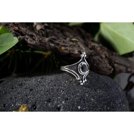 Windalf Ariya Elf Onyx Ring Height 2.1 cm Dark Gothic Ring High Quality Silver, Silver