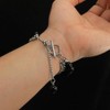 Rockyu Men's Bracelet, Stylish, Double Chain, Stainless Steel, Natural Stone,