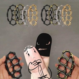 Wearable Self-Defense Knuckle Ring Portable Knuckle 04. Bronze/One Size